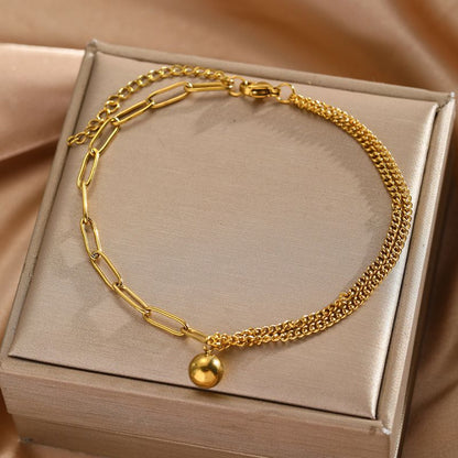 Tobillera Dorada Dos Vistas  Acero Inoxidable  1o3