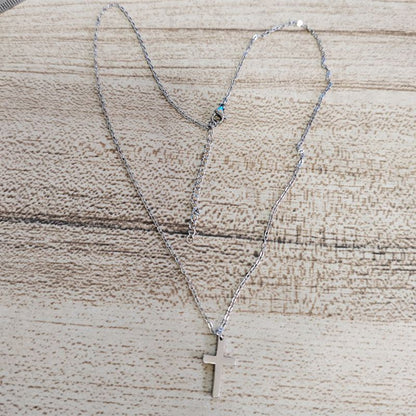 Collar Plateado Cruz Acero Inoxidable 1v3