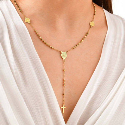 Collar Dorado Rosario Acero Inoxidable  2D1