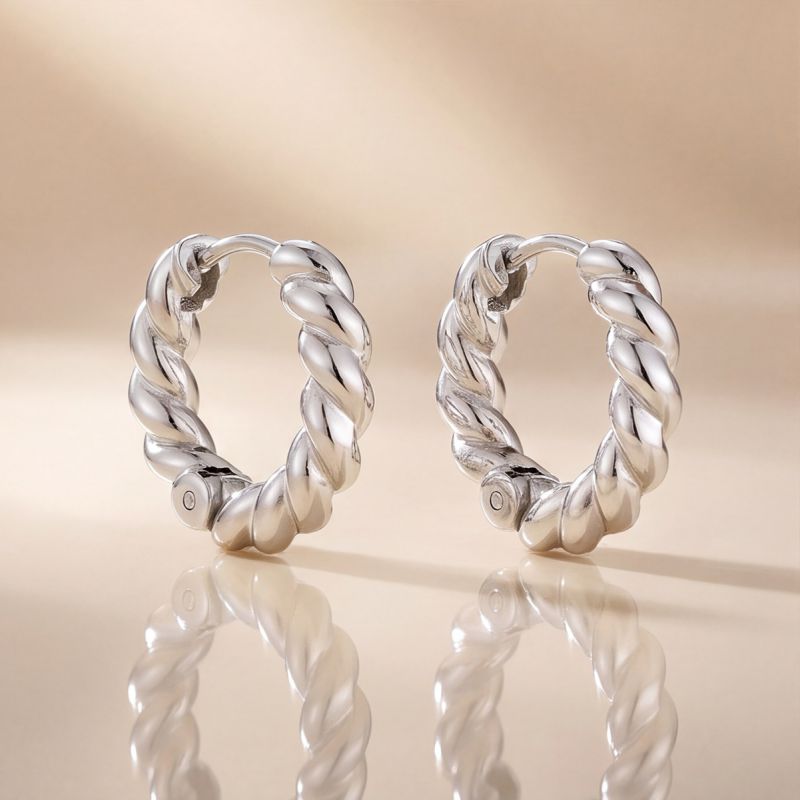 Aretes Plateados Arracada Kroll Acero Inoxidable