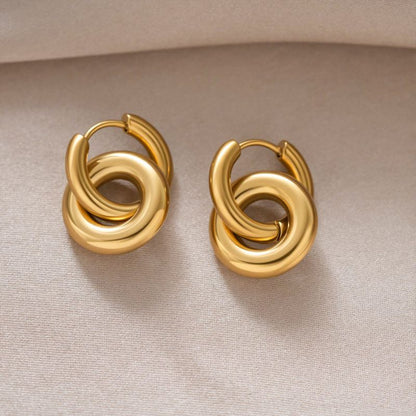 Aretes Dorados Arracada Aros Acero Inoxidable