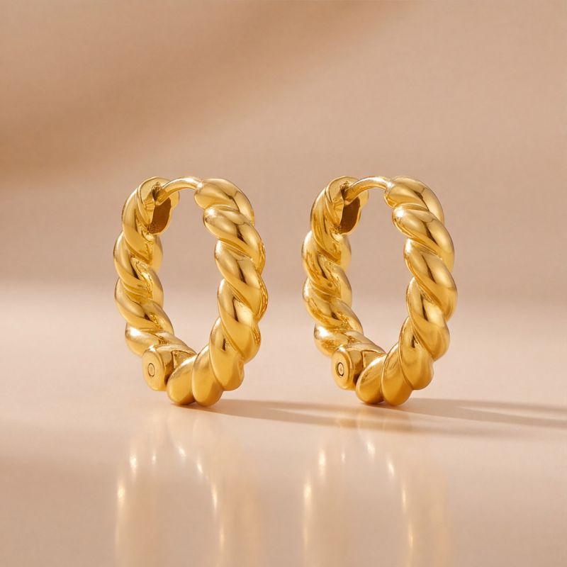 Aretes Dorados Arracada Kroll Acero Inoxidable