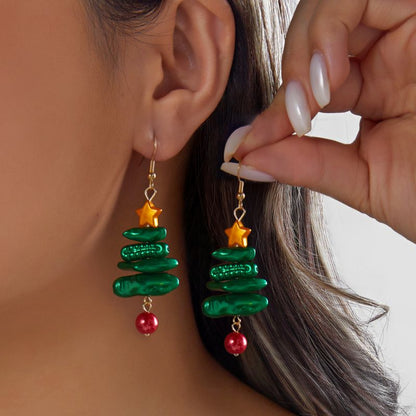 Aretes Verdes Arbol Navidad