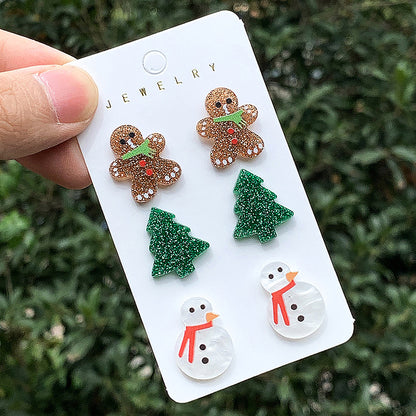 Set 3 Pares Aretes Navideños Brillantes