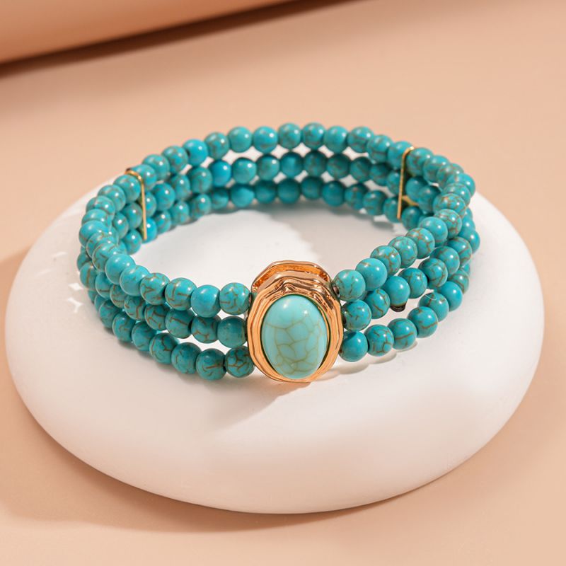 Pulsera Turquesa Cuentas de Piedra 4E32