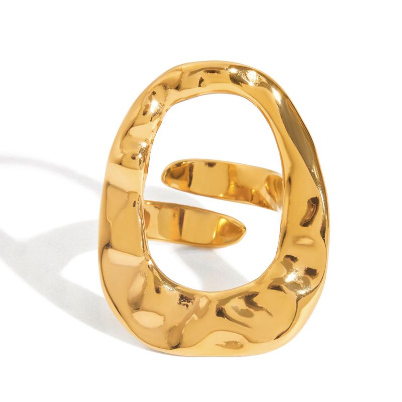 Anillo Dorado Gran O Irregular Ajustable Acero Inoxidable 3M4
