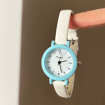 Reloj Color Cielo Redondo de Cuero  R3