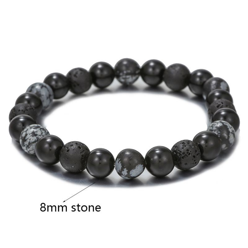 Pulsera Bolas De Piedra Negra Caballero