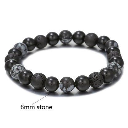 Pulsera Bolas De Piedra Negra Caballero