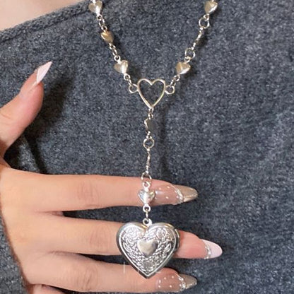 Collar Plateado Corazón Corazoncito  R27