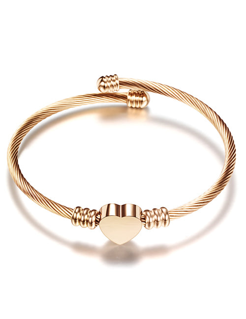 Pulsera Oro-Rosa Corazón Acero Inoxidable  1j4