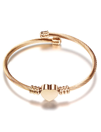Pulsera Oro-Rosa Corazón Acero Inoxidable  1j4