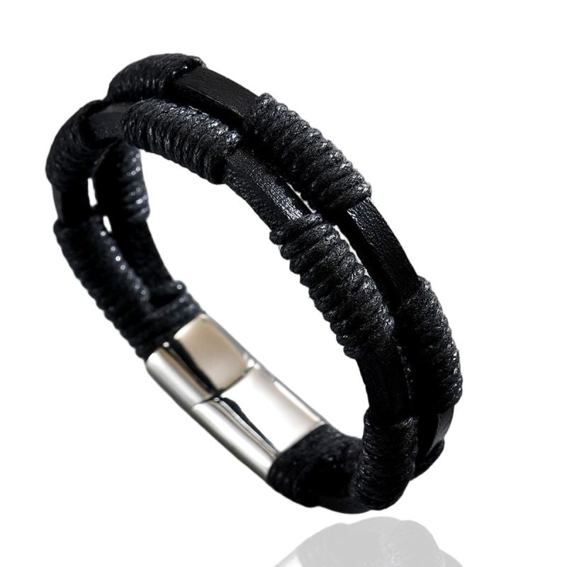 Pulsera Negra Nudos de Hombre Acero de Titanio