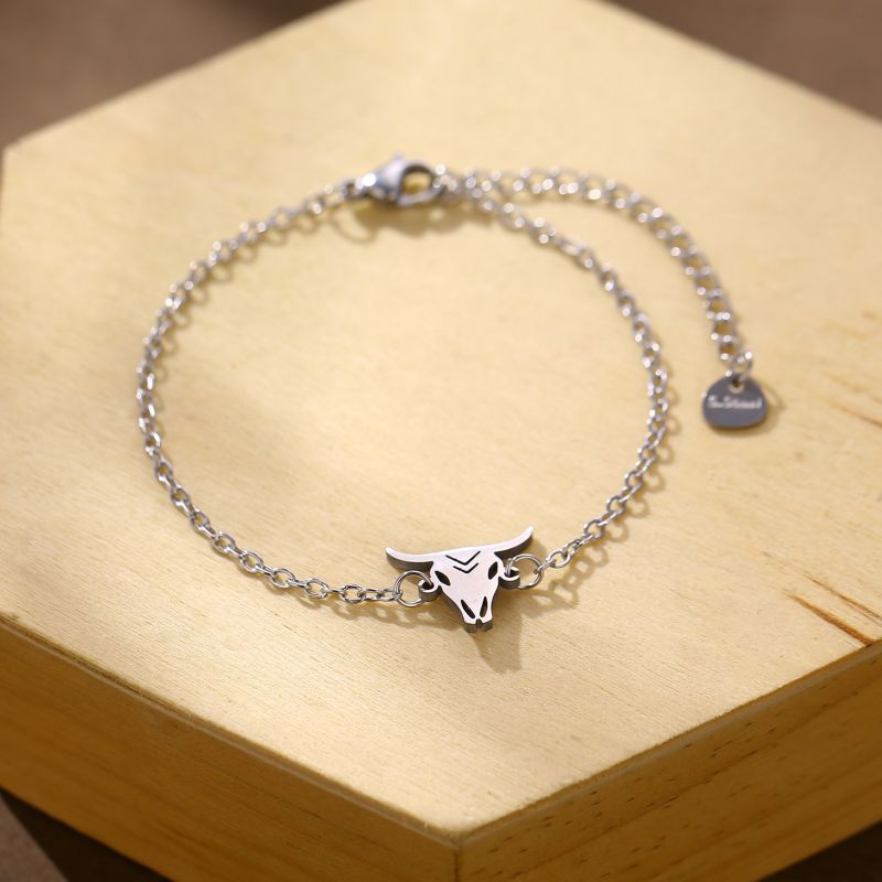 Pulsera  Plateada Toro Acero Inoxidable