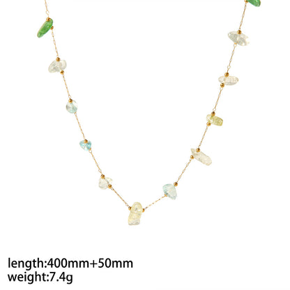 Collar Piedritas Naturales Colores Acero Inoxidable 2H3