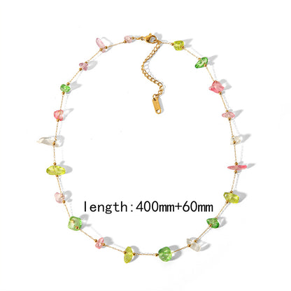 Collar Piedritas Naturales Colores Acero Inoxidable 2H3