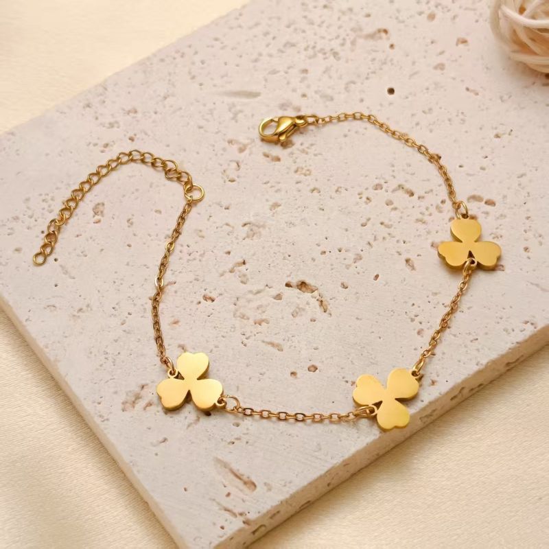 Pulsera Dorada Trebol Acero Inoxidable 2N6