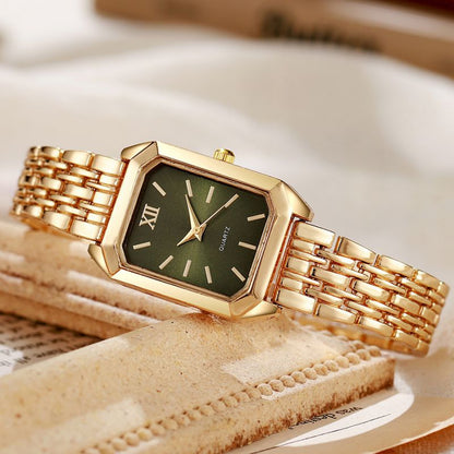 Reloj Dorado Caratula Olivo Old Classic de Mujer  R18