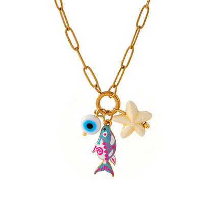 Collar Dorado Pez Estrella  Acero Titanio 1L4