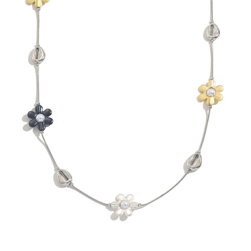 Collar Platedo Flores y Conchas 1B5