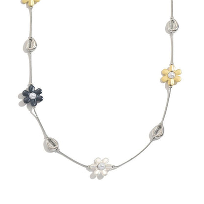 Collar Platedo Flores y Conchas 1B5