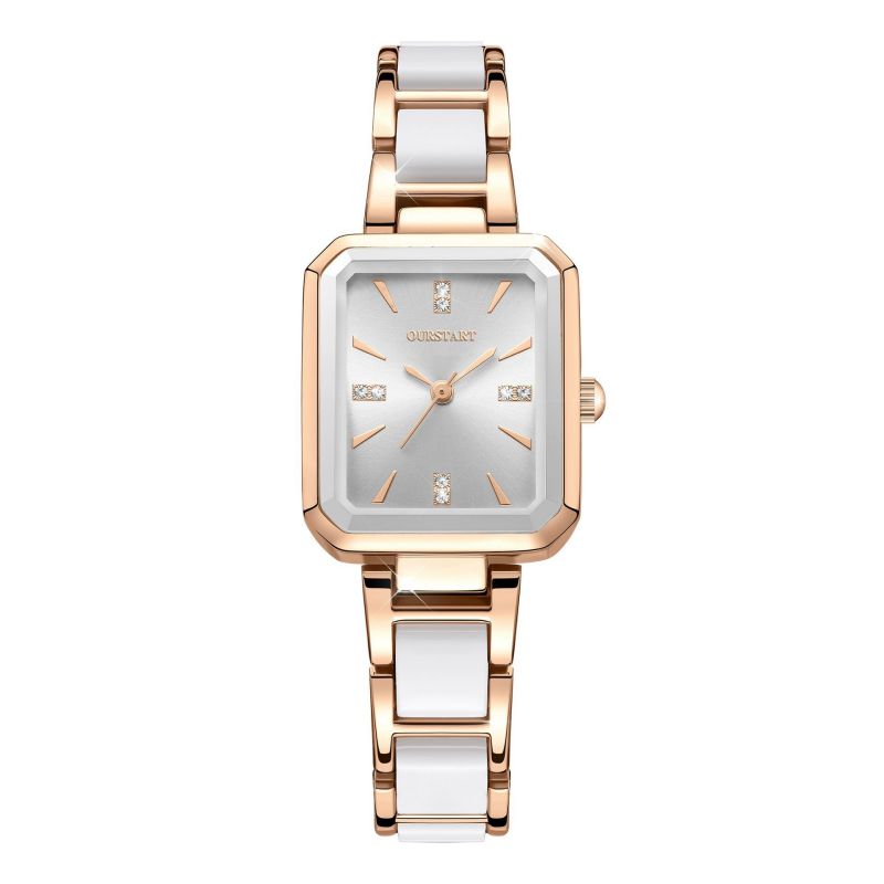 Reloj Oro-Rosa con Blanco Zirconias Cuadro  R28