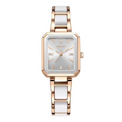 Reloj Oro-Rosa con Blanco Zirconias Cuadro  R28