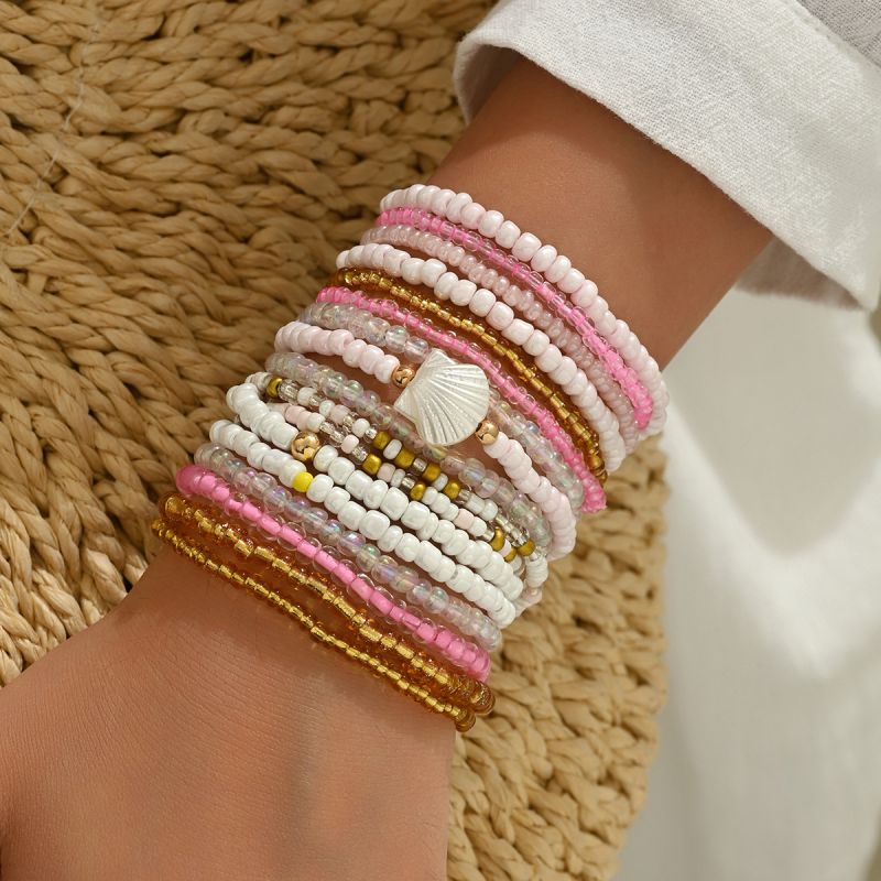 Set Pulseras de Cuentas de Colores Rosas 1P3