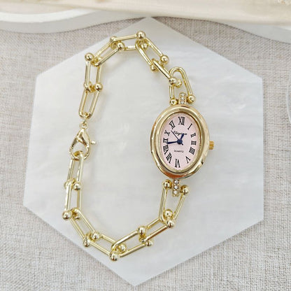 Reloj Dorado Pulsera Carátula Rosa Suave 4E4