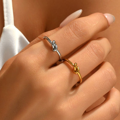 Anillo Dorado Nudo Ajustable Acero Inoxidable