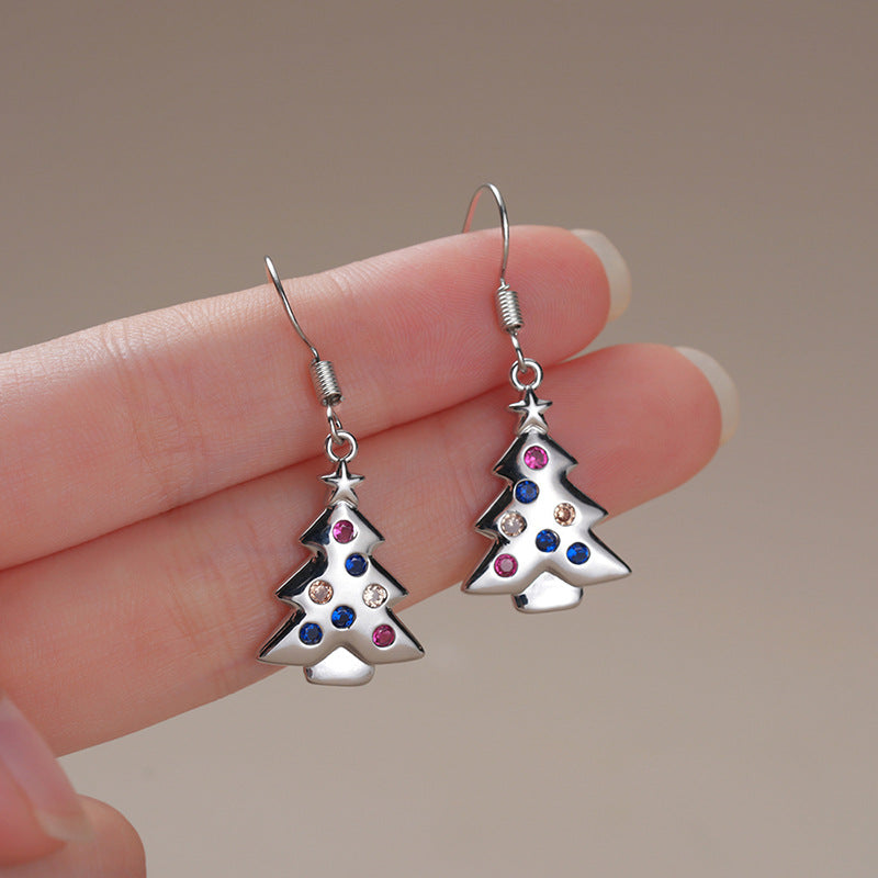Aretes Plateados Arbol Navidad
