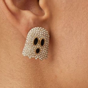 Aretes Fantasma Elegante Zirconias Acero Inoxidable