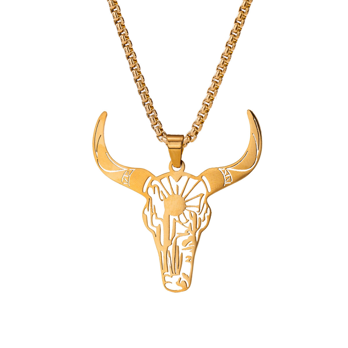 Collar Dorado Toro Retro Acero Inoxidable