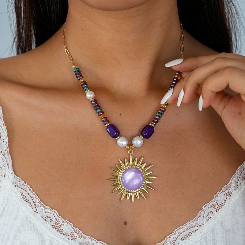 Collar Cuentas de Sol en Lilas