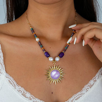 Collar Cuentas de Sol en Lilas
