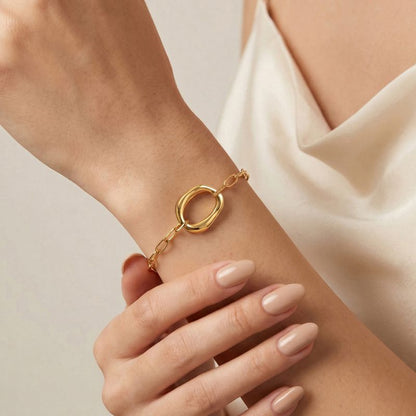 Pulsera Dorada Aro Irregular Acero Inoxidable