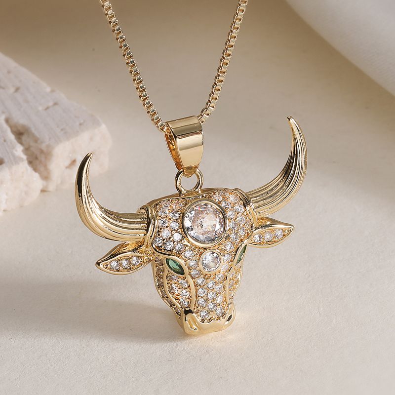 Collar Dorado Toro Zirconias Chapa de Oro 18k