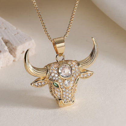 Collar Dorado Toro Zirconias Chapa de Oro 18k