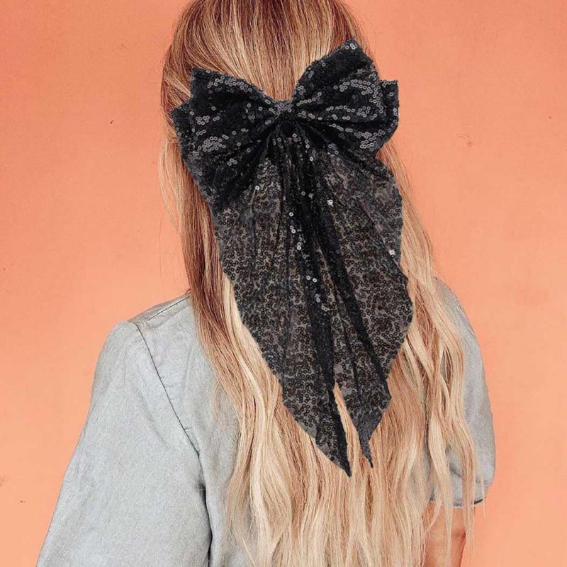 Broche Lazo de Pelo Negro Elegante