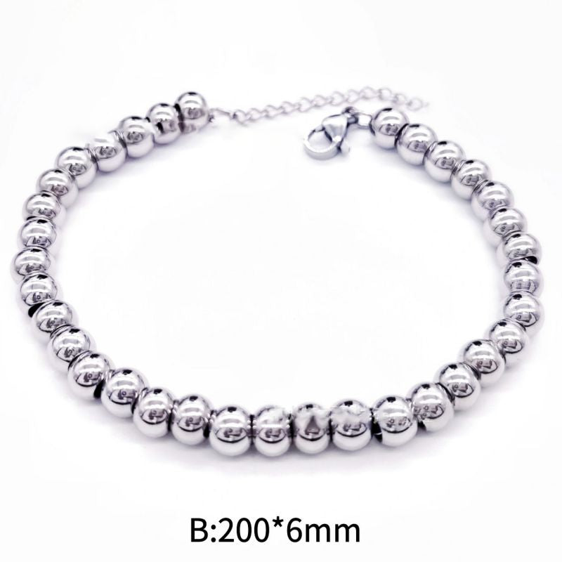 Pulsera o Tobillera Plateado Esferitas Acero Inoxidable