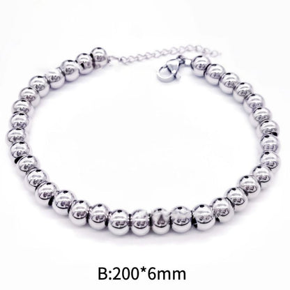 Pulsera o Tobillera Plateado Esferitas Acero Inoxidable