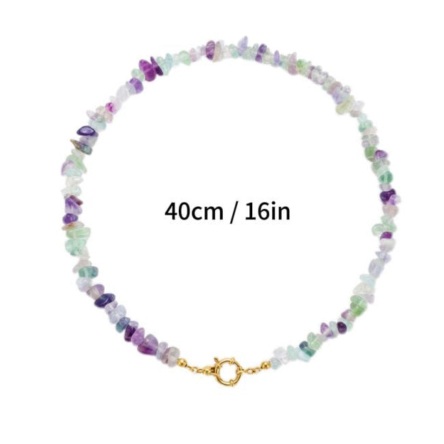 Collar Dorado Piedras Naturales Acero Inoxidable