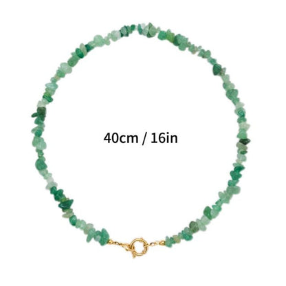 Collar Dorado Piedras Naturales Verdes Acero Inoxidable