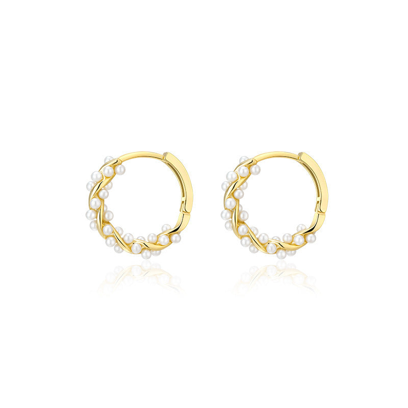 Aretes Aro Perlas  4E32