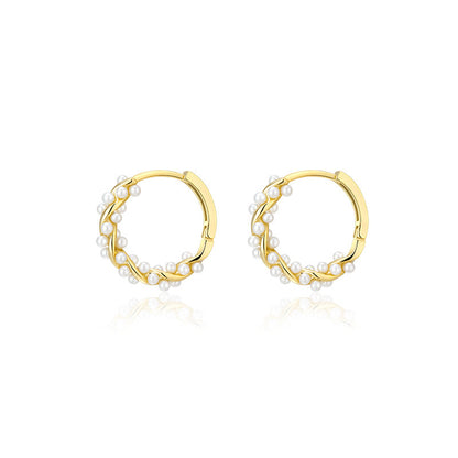 Aretes Aro Perlas  4E32