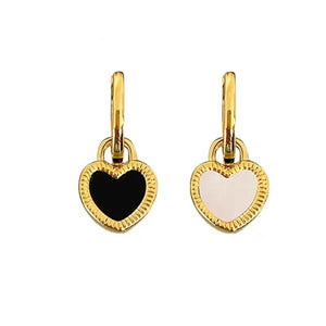 Aretes Corazón Doble Vista Acero Inoxidable 2o1
