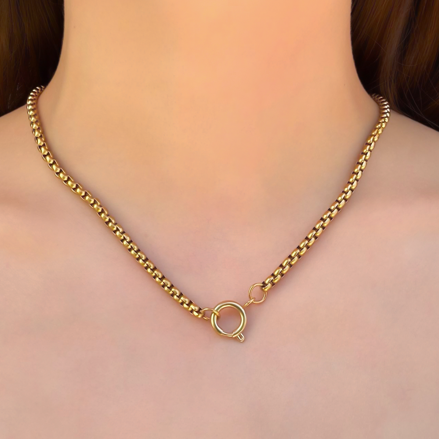 Collar Cadena Dorada Con Aro Acero de Titanio