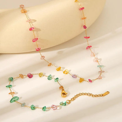 Collar Piedras Colores Acero Inoxidable 2j5