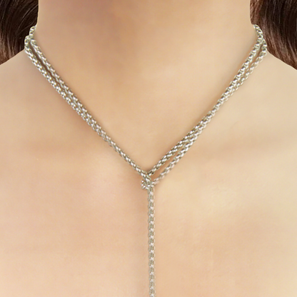 Collar Plateado Largo Abierto  Acero Inoxidable 4E2