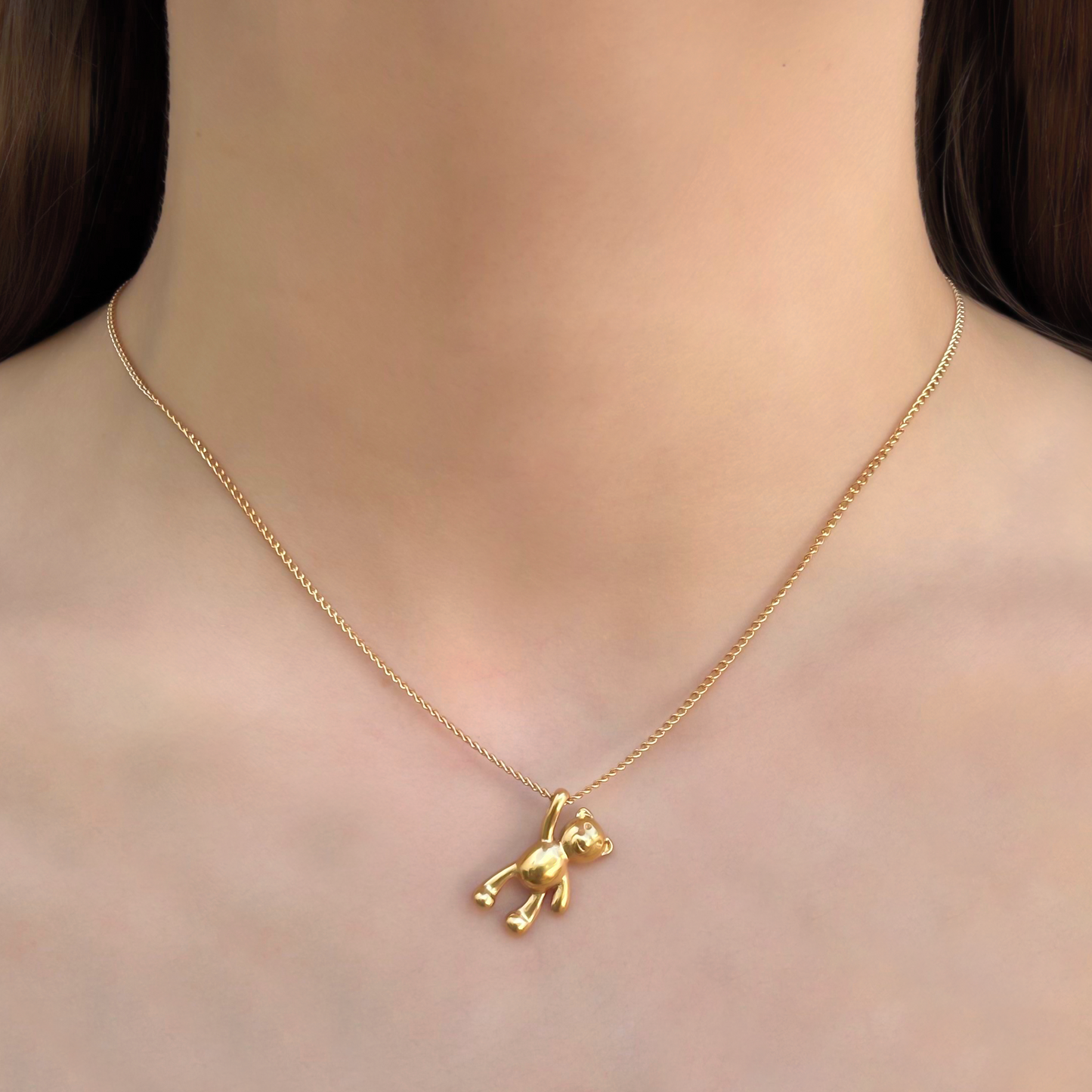 Collar Dorado Oso Colgado  Acero Inoxidable R23